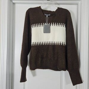 NWT Grey Collective Women's Brown/White Knitted Sweater Size XL